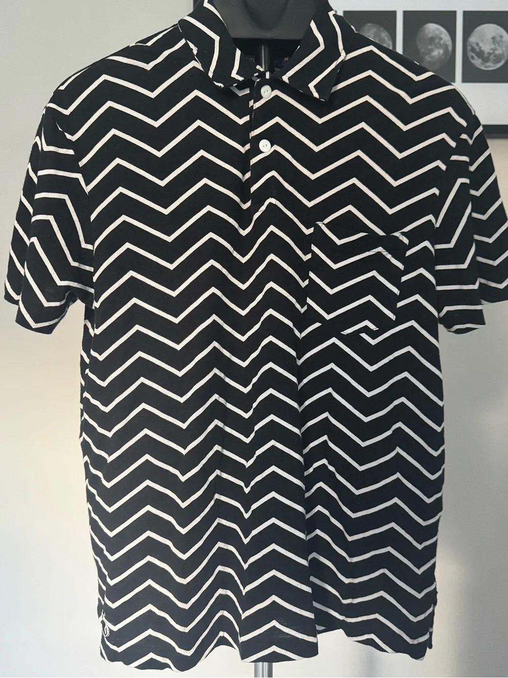 Ralph Lauren Black & White Chevron Polo M